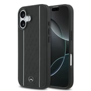 iPhone 17用 Mercedes マグセーフ対応ケース 本革 バックカバー 背面中央下部にメタルロゴを配置 高級感あるデザイン ブラック MEHMP17S25RPSLKH