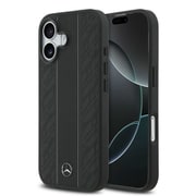 iPhone 17用 Mercedes マグセーフ対応ケース 本革 バックカバー 背面中央下部にメタルロゴを配置 高級感あるデザイン ブラック MEHMP17S25RLDLKH