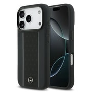 iPhone 17 Pro用 Mercedes マグセーフ対応ケース シリコン バックカバー スター柄＆縦ストライプ 背面中央下部にメタルロゴを配置 スマートなデザイン ブラック MEHMP17L25LSMSSK