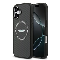 iPhone 17用 ASTON MARTIN リアルカーボンマグセーフ対応ケース バックカバー ブラック ASHMP17SFCOS
