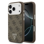 iPhone 17 Pro用 GUESS マグセーフ対応PUケース バックカバー 4G トライアングルメタルロゴ フチ高設計 ブラウン GUHMP17LP4TSRCMW