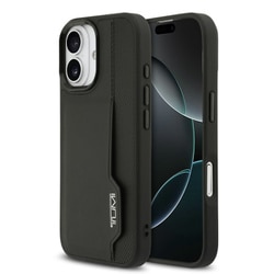 iPhone 17用 TUMI 背面ケース 本革 バックカバー フチ高設計 縦型カードスロット付カード1枚収納可能 ブラック TUHCP17SRCPK