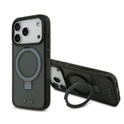 iPhone 17 Pro用 TUMI マグセーフ対応ケース バックカバー フチ高設計 スマホリング&スタンド機能 ブラック TUHMP17LSSFK