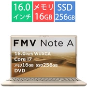 ノートパソコン/FMV Note Aシリーズ/16型/Core i7 1355U/メモリ 16GB/SSD 256GB/Windows 11 Home/Microsoft 365 Personal(24か月版)+Office Home & Business 2024/ベージュゴールド FMVA75K3GA