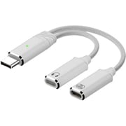 2in1 Type-Cイヤホン変換アダプター ホワイト FS-CCDACPD-WH