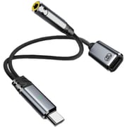2in1 3.5mmイヤホン変換アダプター グレー FS-C35DACPD-GY