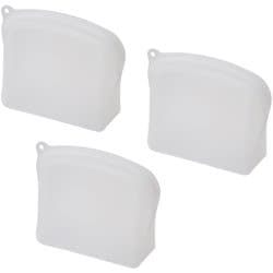 シリコーンバッグ 1.1L マチ付 3個組 冷凍 電子レンジ 食洗機対応 クリア LD-697