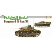 DR6949 1/35 WW.II ドイツ軍 III号戦車J型 誘導指揮車 ＆ ボルグヴァルドIV B型爆薬運搬車セット マジックトラック/アルミ砲身付属 [組立式プラスチックモデル]