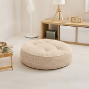 コットン100%のローソファ レトア 円形オットマン 80X20cm ホワイト