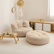 コットン100％のローソファ レトア 円形2点セット ホワイト