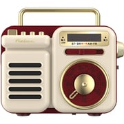 RELAX リラックス マルチレトロラジオクロック 手回し充電/ソーラー充電機能付き バーガンディ RE-096-13