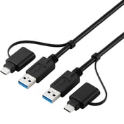 データ移行ケーブル USBリンクケーブル 1.5m Windows11/10/Mac対応 USB3.0/5Gbps 高速転送 ドラッグ＆ドロップ インストール不要 キーボード・マウス共有 Type-C変換付 ブラック UC-TV8BK