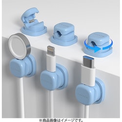 360°スプリング式 ケーブルホルダー ブルー 3個パック LU-SCH36003BLF