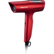ハイスピードヘアドライヤー MONSTER（モンスター）シングルファン BLDCモーター搭載 3段階風量調節 温冷自動切替モード マイナスイオン スリットノズル付属 レッド KHD-M805/R