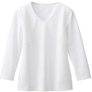 カットソー 七分袖 レディース Vネック 事務服 ホワイト L GCSL-1251-A9-L