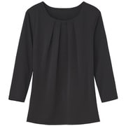 カットソー 七分袖 レディース Uネック 事務服 ブラック L GCSL-1970-B9-L