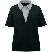 ポロシャツ 半袖 黒 レディース 事務服 ブラック 5L GCSL-2304-B9-5L