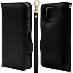AQUOS sense10用 手帳型ケース カード入れ おしゃれ スタンド機能 シンプル ハンドストラップ付き マグネット式 ブラック 9246AS10BHSBK