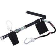TSUYORON 胴ベルト型墜落制止用器具（巻取タイプ）ランヤード2丁掛け仕様 ロック機構付きロックリトラ・伸縮式ノビロン（BK）黒 Sサイズ 幅50MM×長さ長さ1100MM TB2LRL593NV5931BLKBKSJANBP