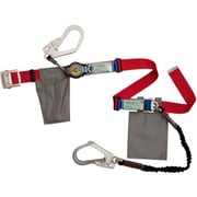 TSUYORON 胴ベルト型墜落制止用器具(巻取タイプ)ランヤード2丁掛け仕様 ロック機構付きロックリトラ・伸縮式ノビロン 赤 幅50MM×長さ1600MM 130KG対応型 TB2LRL593NV5931RBKLL130KGJANBP