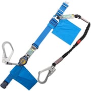 TSUYORON 胴ベルト型墜落制止用器具(巻取タイプ)ランヤード2丁掛け仕様 ロック機構付きロックリトラ・伸縮式ノビロン(BK)青 Mサイズ 幅50MM×長さ長さ1200MM TB2OTLRL593NV5931BL4BKMJANBP