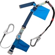 TSUYORON 胴ベルト型墜落制止用器具（巻取タイプ）ランヤード2丁掛け仕様 ロック機構付き2WAYリトラ・伸縮式ノビロン（BK）紺 Lサイズ 幅50MM×長さ長さ1400MM TB2TRL593NV5931BL2BKLJANBX
