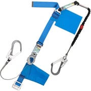 TSUYORON 胴ベルト型墜落制止用器具（巻取タイプ）ランヤード2丁掛け仕様 ロック機構付き2WAYリトラ・伸縮式ノビロン（BK）青 Lサイズ 幅50MM×長さ長さ1400MM TB2TRL593NV5931BL4BKLJANBX