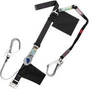 TSUYORON 胴ベルト型墜落制止用器具（巻取タイプ）ランヤード2丁掛け仕様 ロック機構付き2WAYリトラ・伸縮式ノビロン（BK）黒 Sサイズ 幅50MM×長さ長さ1100MM TB2TRL593NV5931BLKBKSJANBX