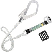 TSUYORON 胴ベルト型墜落制止用器具用ランヤード(ロープタイプ)八つ打ちロープ ショックアブソーバ+B環FL-68・フックFS-93 D環止め(黒)付き TBL-AB-593C-BLK-JAN-BP