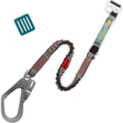 TSUYORON 胴ベルト型墜落制止用器具用ランヤード(伸縮タイプ)ノビロン(SL)ショックアブソーバ+B環FL-68・フックFS-99 D環止め(青緑)付き TBL-AB-NV599-SL-BG-JAN-BP