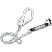 TSUYORON 胴ベルト型墜落制止用器具用ランヤード(ロープタイプ)八つ打ちロープ ショックアブソーバ+D環FL-23・フックFS-93 D環止めなし TBL-AD-593C-N-JAN-BP