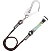 TSUYORON 胴ベルト型墜落制止用器具用ランヤード(ロープタイプ)Gブレード(黒)ショックアブソーバ+D環FL-23・フックFS-93SV D環止めなし TBL-AD-GB593SV-BK-N-JAN-BP