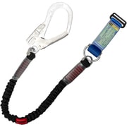TSUYORON 胴ベルト型墜落制止用器具用ランヤード(伸縮タイプ)ノビロン(BK)ショックアブソーバ+D環FL-23・フックFS-99 D環止めなし 130KG対応型 TBL-AD-NV599-BK-130KG-N-JAN-BP
