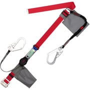 TSUYORON 胴ベルト型墜落制止用器具(巻取タイプ)補助ロープ2丁掛け仕様 ロック機構付きワン・ハンド+伸縮式補助ロープ 赤 幅50MM×長さ1600MM 130KG対応型 TBORL2593NVRBKLL(130KG)JANBP