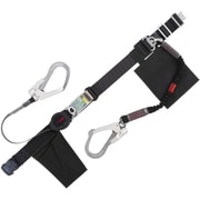 TSUYORON 胴ベルト型墜落制止用器具(巻取タイプ)補助ロープ2丁掛け仕様 ロック機構付きワンハンドリトラ+伸縮式補助ロープ 黒 Lサイズ 幅50MM×長さ1400MM TBORL2OT593NVBLKBKLJANBP