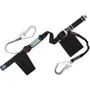 TSUYORON 胴ベルト型墜落制止用器具(巻取タイプ)補助ロープ2丁掛け仕様 ロック機構付きワンハンド+伸縮式補助ロープ 黒 幅50MM×長さ1600MM 130KG対応型 TBORL2OT593NVBLKBKLL130KGJANBP