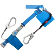 TSUYORON 胴ベルト型墜落制止用器具（巻取タイプ）補助ロープ2丁掛け仕様 ロック機構付き2WAYリトラ・ノビロン（BK） 青 Mサイズ 幅50MM×長さ1200MM TBTRL2593NVBL4BKMJANBX