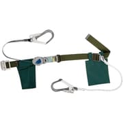 TSUYORON 胴ベルト型墜落制止用器具（巻取タイプ）補助ロープ2丁掛け仕様 ロック機構付き2WAYリトラ＋ロープ式補助ロープ 深緑 Lサイズ 幅50MM×長さ1400MM TB-TRL-2-593S-OD-L-JAN-BX