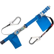 TSUYORON 胴ベルト型墜落制止用器具（巻取タイプ）補助ロープ2丁掛け仕様 ロック機構付き2WAYリトラ・ノビロン（BK） 青 Mサイズ 幅50MM×長さ1200MM TBTRL2OT593NVBL4BKMJANBX