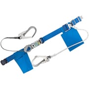 TSUYORON 胴ベルト型墜落制止用器具（巻取タイプ）補助ロープ2丁掛け仕様 ロック機構付き2WAYリトラ＋ロープ式補助ロープ 青 Lサイズ 幅50MM×長さ1400MM TB-TRL-2-OT593S-BL4-L-JAN-BP