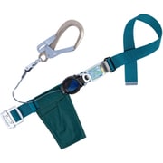 TSUYORON 胴ベルト型墜落制止用器具（巻取タイプ）ロック機構付き 2WAYリトライト（上ケース黒） 青緑 Lサイズ 幅50MM×長さ1400MM アルミ製フック TB-TRL-590ALSV-BG-BK-L-JAN-BP