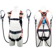 TSUYORON コアハーネス 胴ベルト付き ツインランヤード付き Gブレード（黒） オレンジ LLサイズ 130KG対応型 TH5022GB99OTORLL130K2R26BX