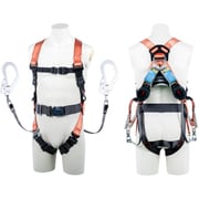 TSUYORON コアハーネス 胴ベルト付き ツインランヤード付き ロック機構付き巻取式ワン・ハンドリトラ オレンジ Sサイズ TH5022OH93SVOTORS2R23BX