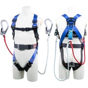 TSUYORON コアハーネス 胴ベルト付き ツインランヤード付き 三つ打ちロープ パープル LLサイズ 130KG対応型 TH502DZ1OTPLL130K2R23JANBX