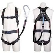 TSUYORON コアハーネス 胴ベルト付き シングルランヤード付き 伸縮式ノビロン（BK） ダークグレー Lサイズ TH502NV93SVOTDGLR23JANBX