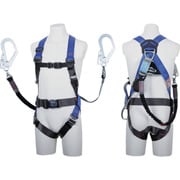 TSUYORON コアハーネス 胴ベルト付き ダブルランヤード付き ロック機構付き巻取式ワン・ハンドリトラ＋伸縮式ノビロン（BK） パープル Sサイズ TH502OHNV93SVOTPS2R23JANBX