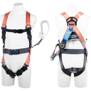 TSUYORON コアハーネス 胴ベルト付き シングルランヤード付き ロック機構付き巻取式SRリトラ オレンジ LLサイズ 130KG対応型 TH502TR93SVOTORLL130KR23JANBX