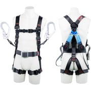 TSUYORON 飛燕ハーネス 胴ベルト付き ツインランヤード付き ロック機構付き巻取式ワン・ハンドリトラ ダークグレー LLサイズ 130KG対応型 TH5062OH93SVOTDGLL130K2R23-