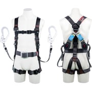 TSUYORON 飛燕ハーネス 胴ベルト付き ツインランヤード付き ロック機構付き巻取式ワン・ハンドリトラ ダークグレー Sサイズ TH5062OH93SVOTDGS2R23JANBX