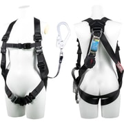 TSUYORON 小町ハーネス シングルランヤード付き ロック機構付き巻取式ワン・ハンドリトラ 黒 Lサイズ TH509OH93SVOTBLKLR23JANBX